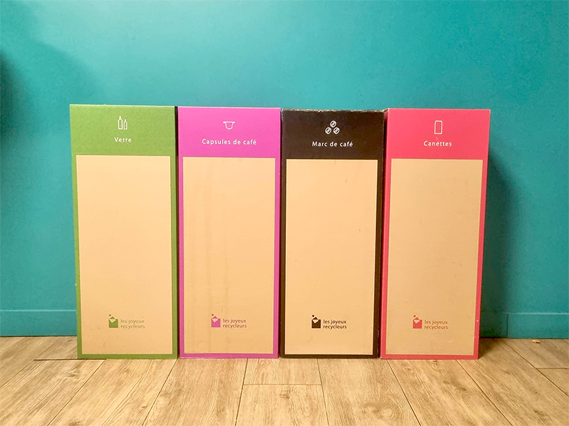 Les box de tri fournies par les Joyeux Recycleurs