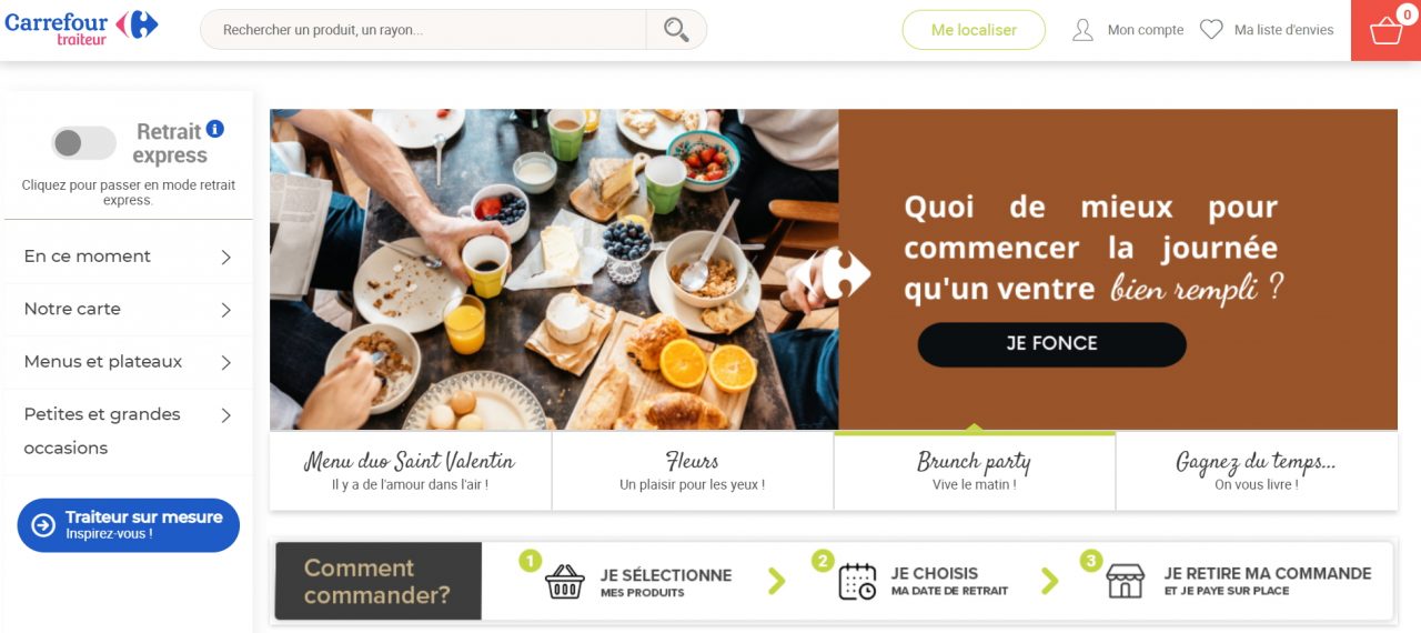 Carrefour traiteur page d'accueil
