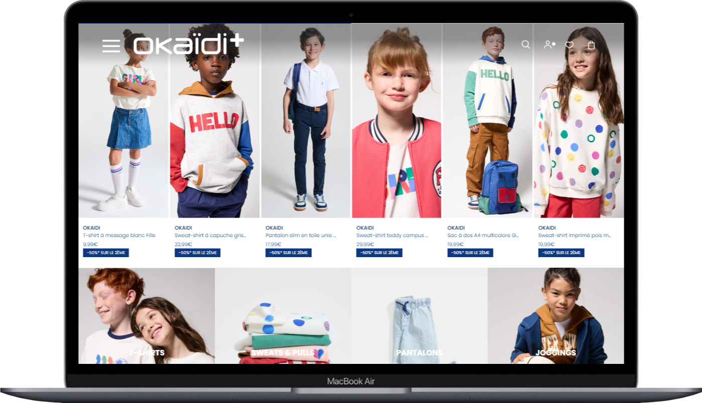 Homepage du site Okaïdi France