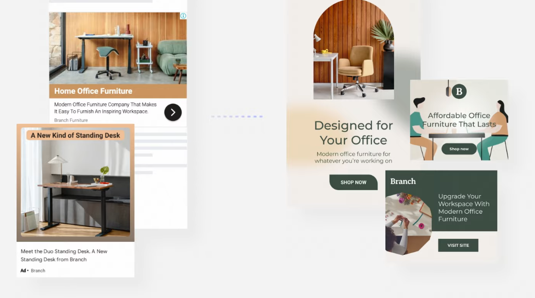Exemple d'avant / après utilisation de l'outil de création d'assets visuels chartés par l'outil Google