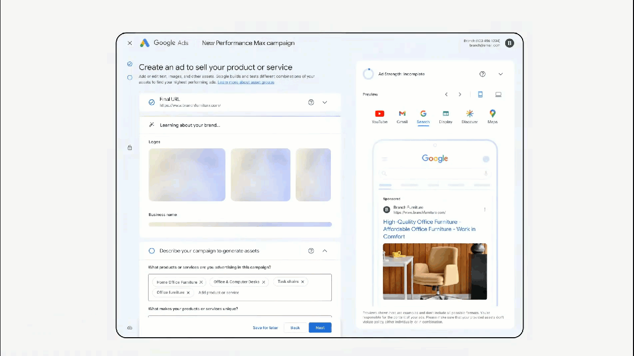 Le brief créatif à destination de l'IA par Google