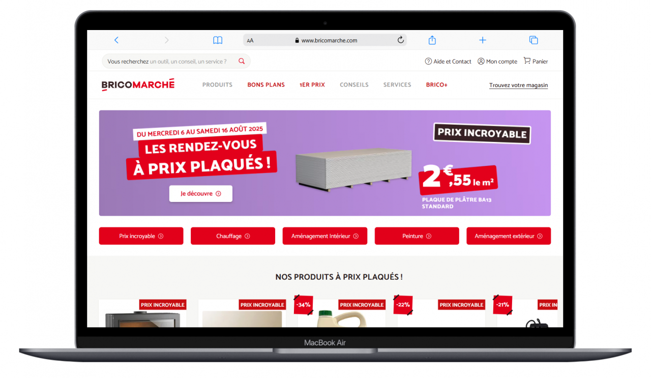 Site web de l'enseigne de bricolage Bricomarché