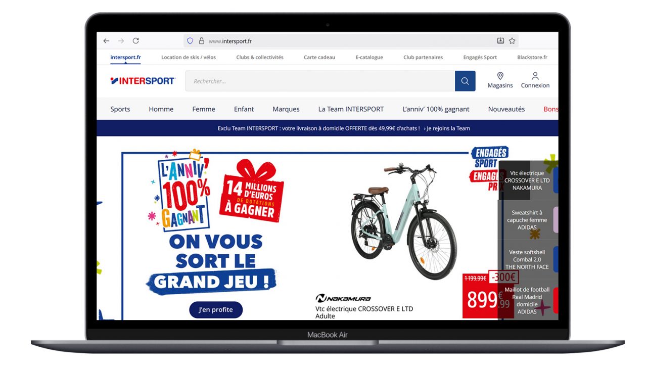 Homepage desktop du site Intersport France