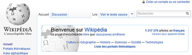 Page d'accueil de fr.wikipedia.org