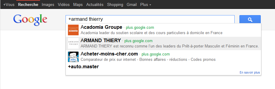 Armand Thiery ou Armand Thierry ? Influence des erreurs d'orthographe sur les suggestions de pages de marque Google+