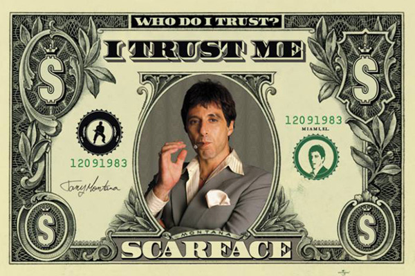Billet d'un dollar à l'effigie de Tony Montana