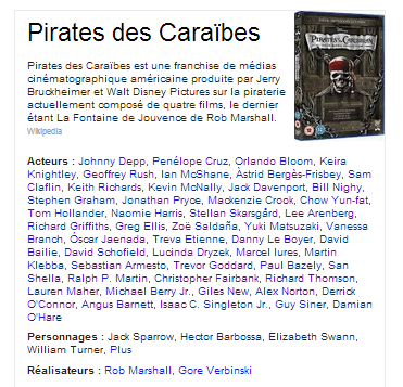 Pirates des caraibes dans le Knowledge Graph