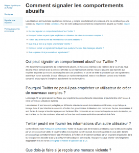 formulaire comportement abusif twitter