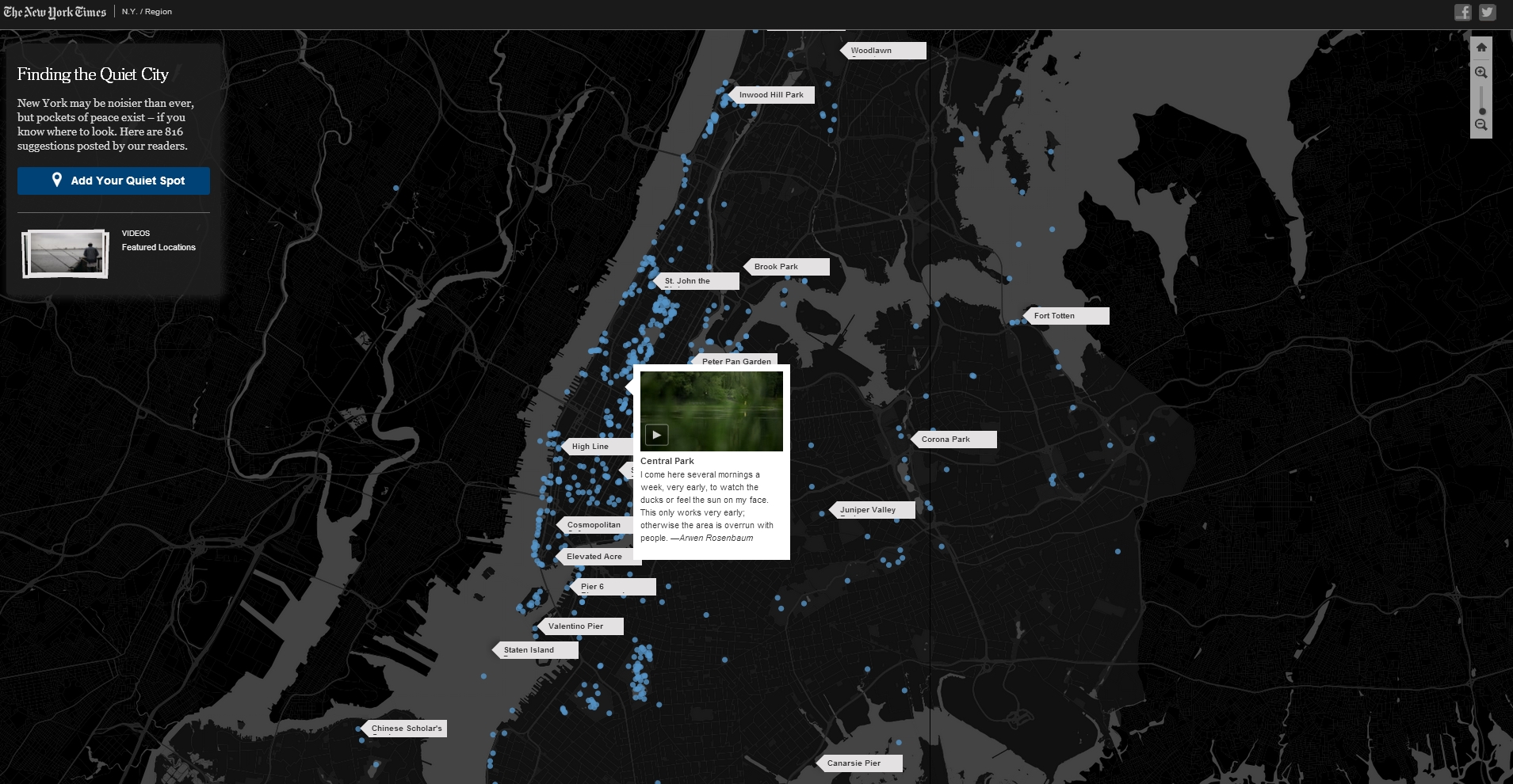 Infographie NYTimes Quiet Spots