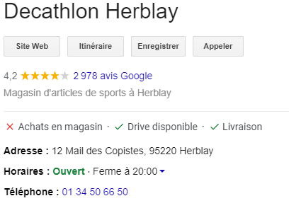Décathlon Herblay : confinement et Google My Business